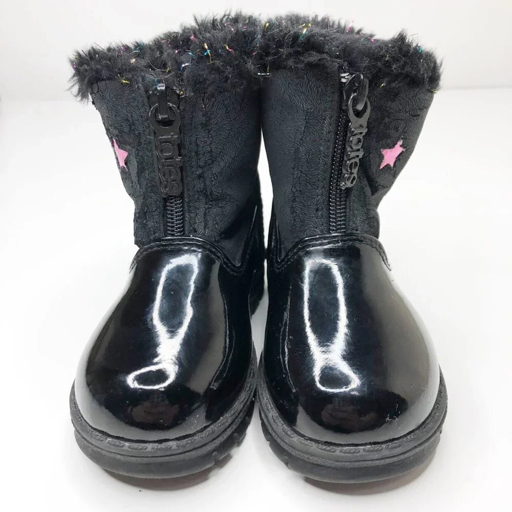 Totes Black Tinsel Faux Fur Boots